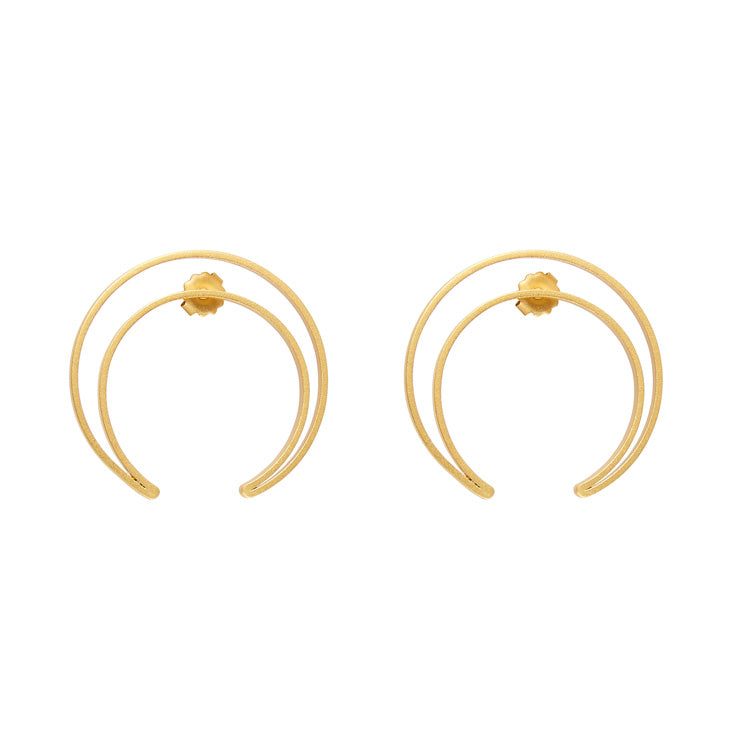 Pendientes planos Moon baño de oro 24 ct dorado