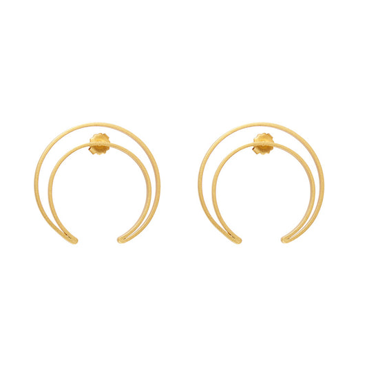 Pendientes planos Moon baño de oro 24 ct dorado