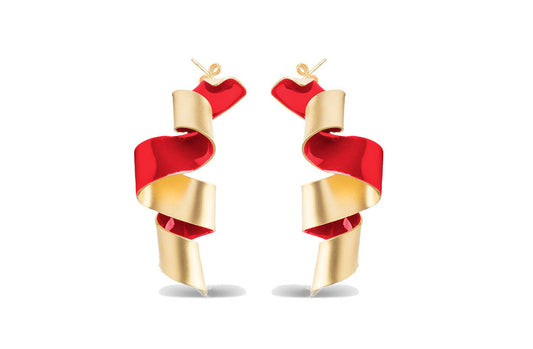 Pendientes W lazo Medianos baño de oro 24 ct esmaltados a mano