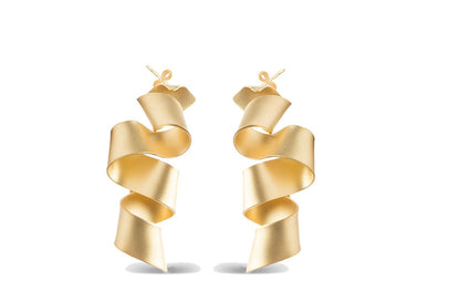 Pendientes W lazo Medianos baño de oro 24 ct esmaltados a mano, detalle 2
