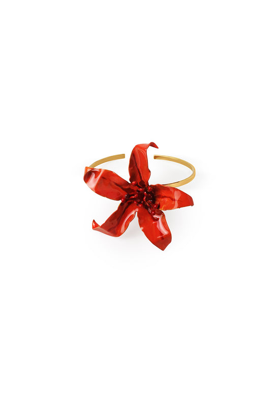 Pulsera grande Flores baño de oro 24 ct esmaltada a mano, detalle 2