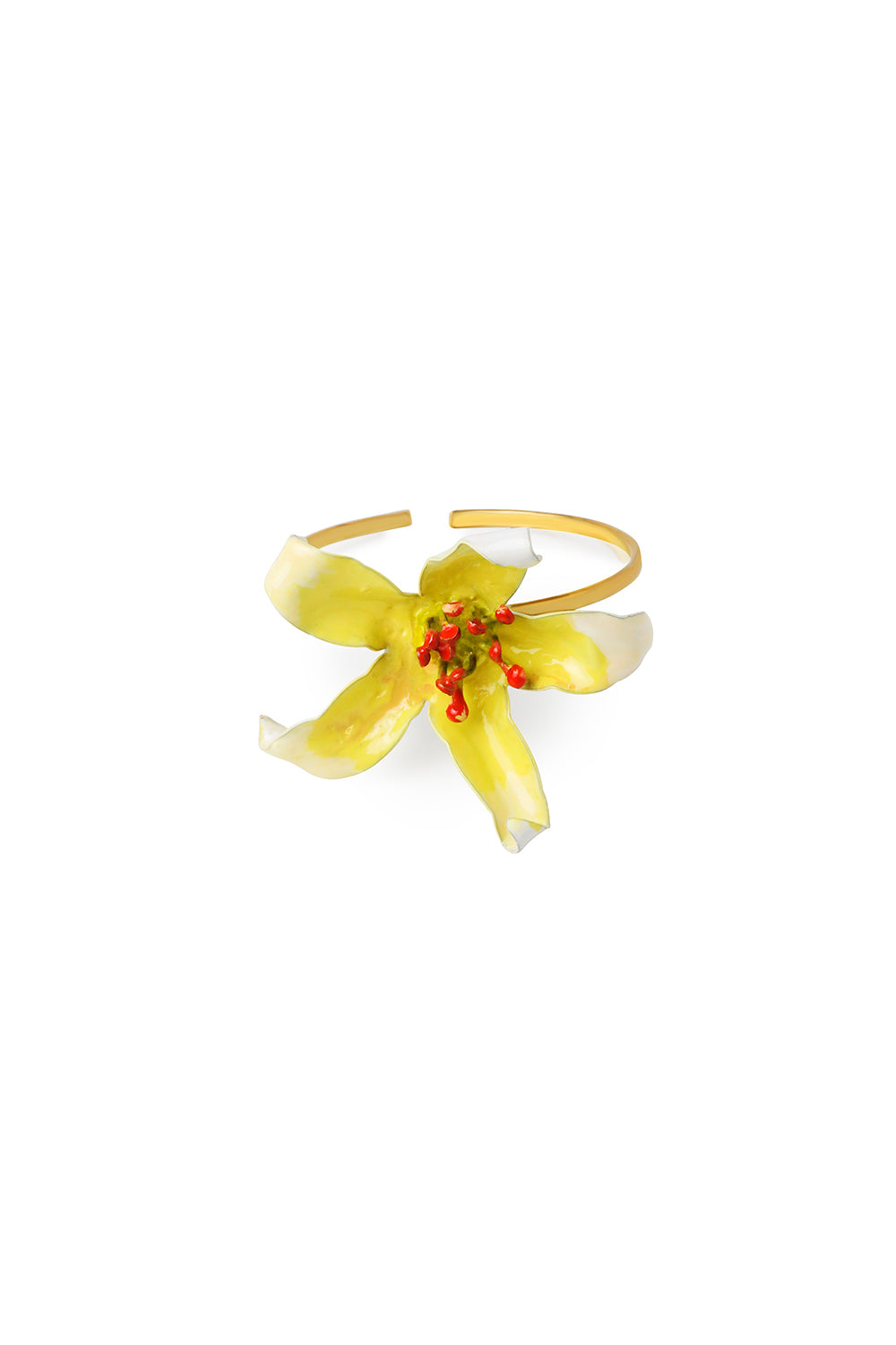 Pulsera grande Flores baño de oro 24 ct esmaltada a mano, detalle 3