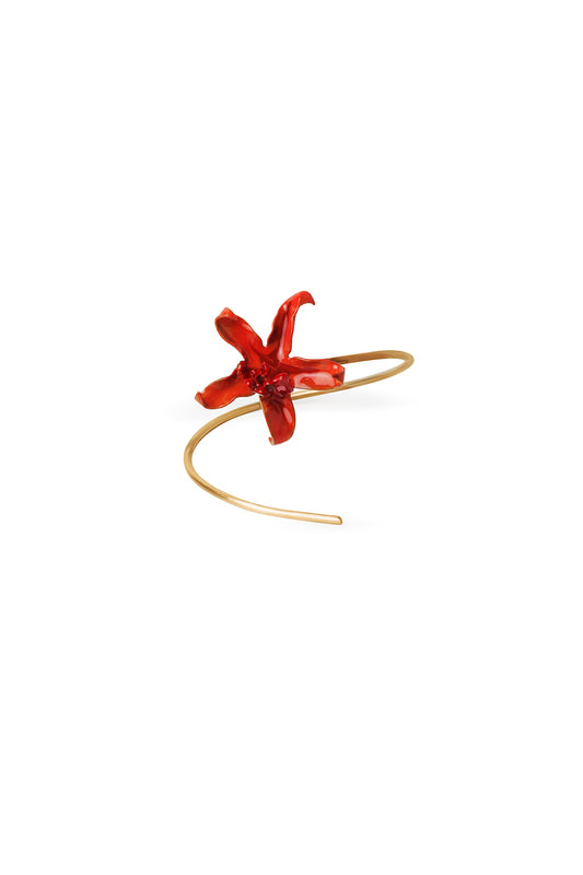 Pulsera pequeña Flores dorado mate baño de oro 24 ct esmaltada a mano, detalle 2