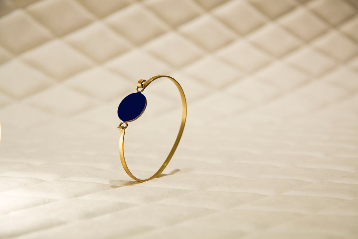 Pulsera Redonda baño de oro 24 ct y esmaltada a mano, detalle 4